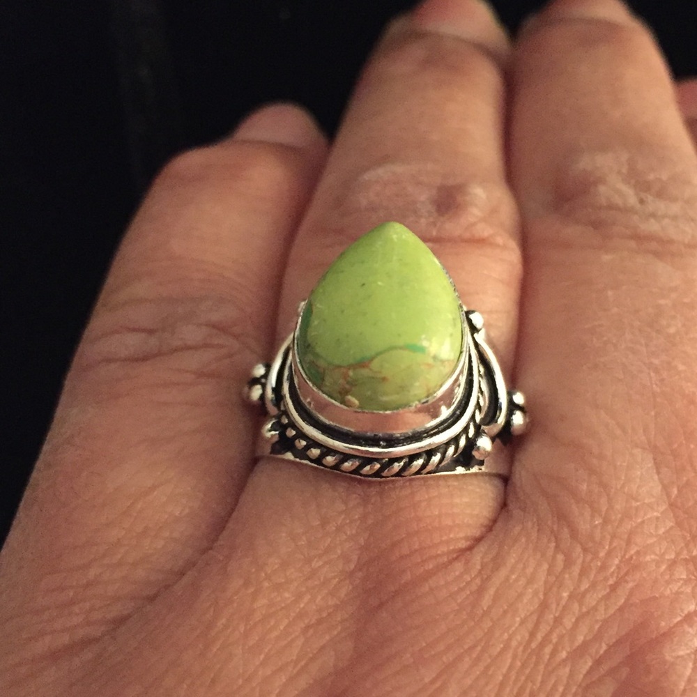 New Sterling Silver Copper Turquoise Ring, size 7